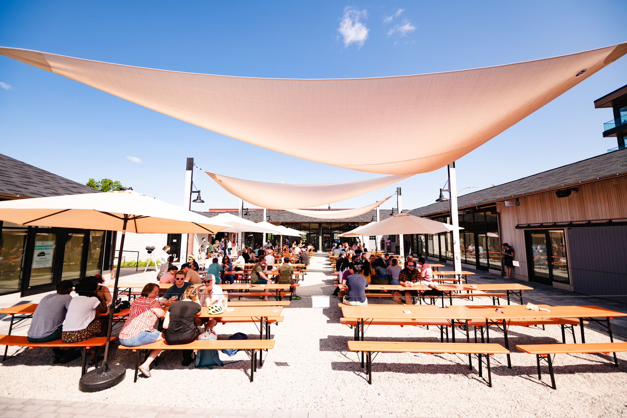 Image of the outdoor seating area at the Speedway