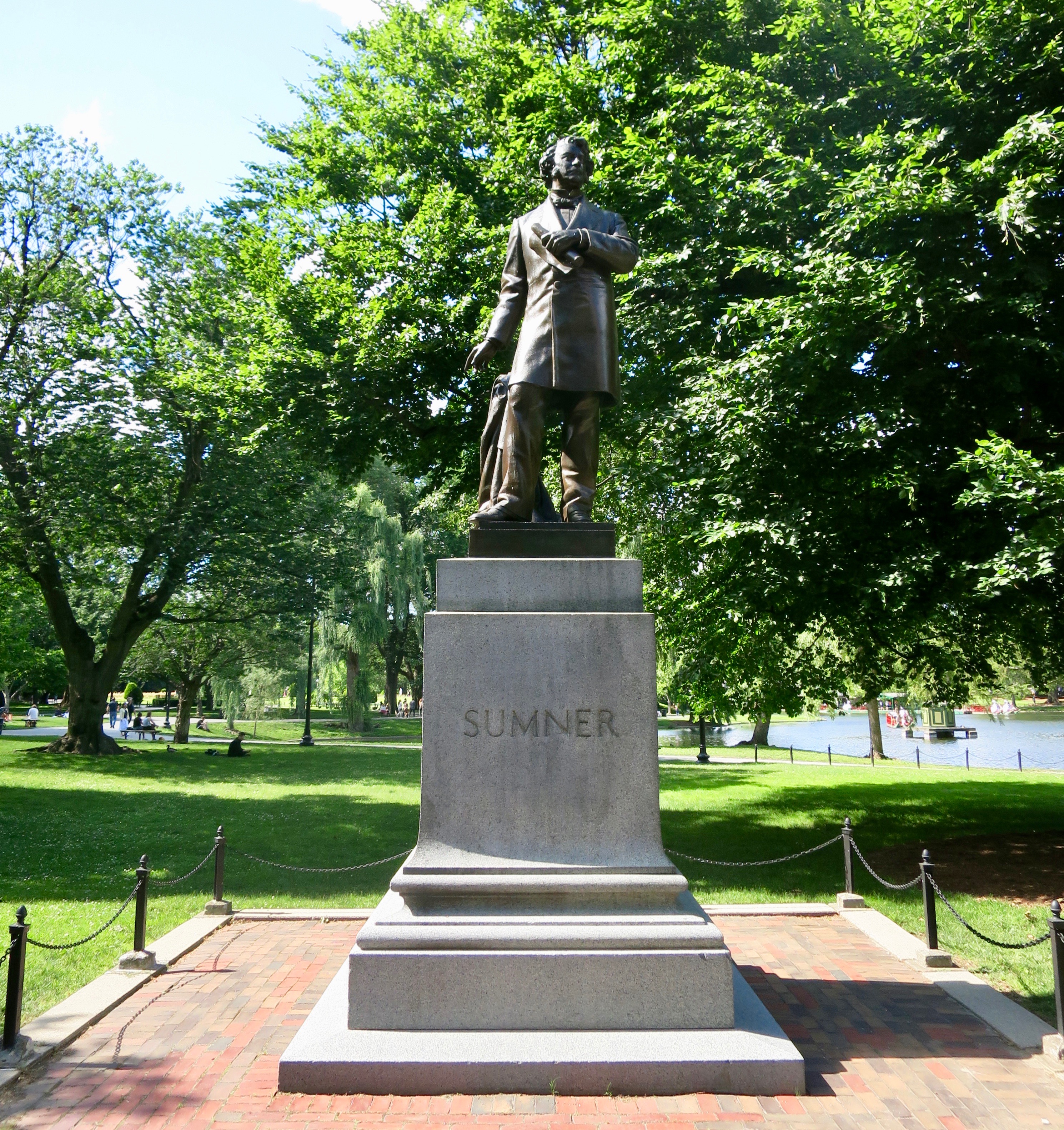 Charles Sumner statue in Boston Public Garden