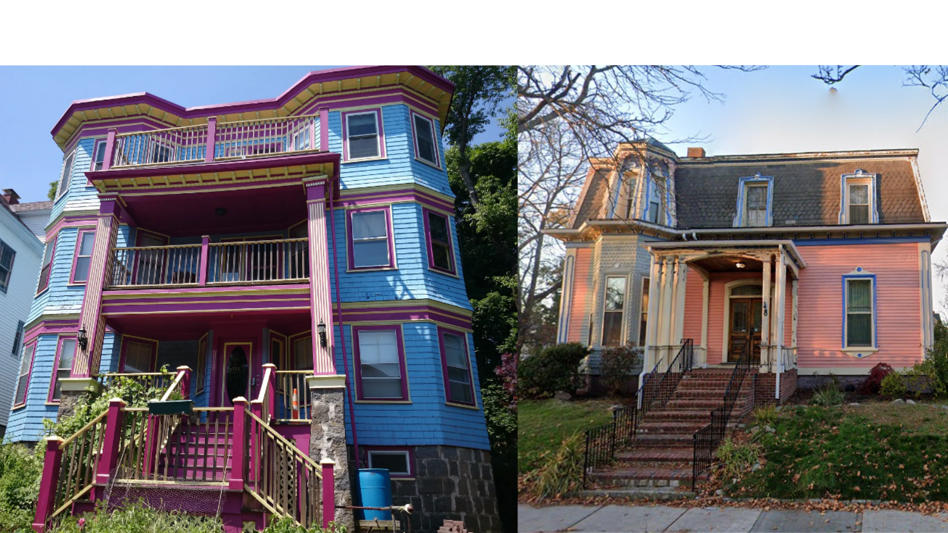 Blueish Purple and Pastel houses