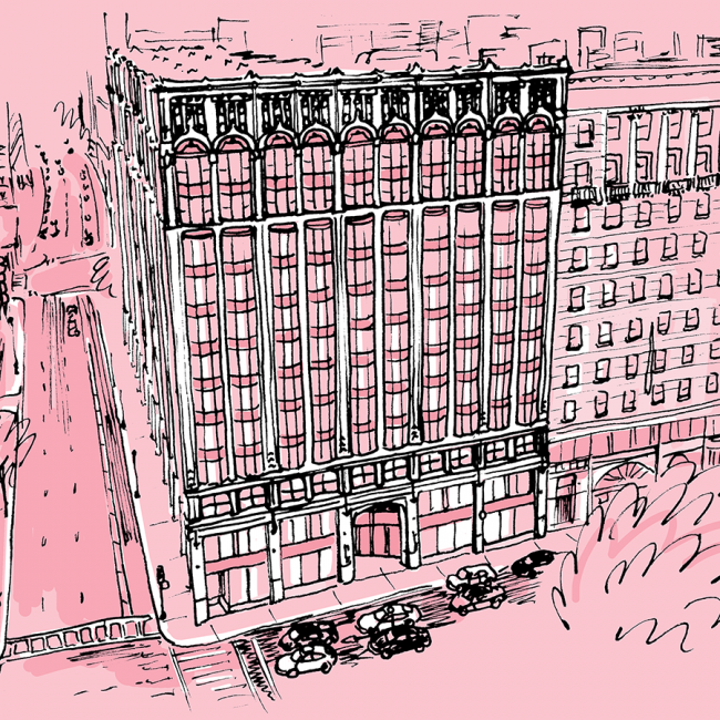 The Little Building at Emerson College. An illustration by Laurea McLeland.
